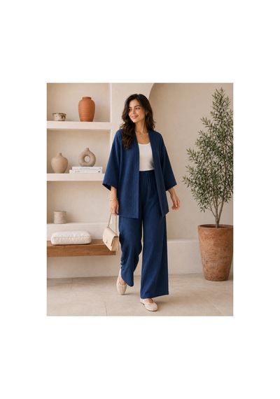 Unika Boutique Kadın Kimono Salaş 2 Li Takım Lacivert