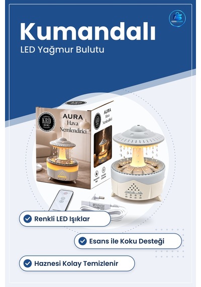 Hava Nemlendirici Kumandalı Led Yağmur Bulutu Buhar Ve Koku Gider