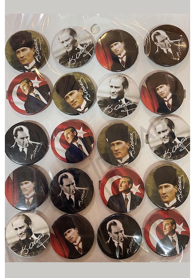 20 Adet 23 Nisan Mustafa Kemal Atatürk Yaka Rozeti 23 Nisan 19 Mayıs Okul Çocuk Yetişkin Rozet Tüm Yaşlar