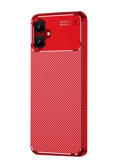 Uray Store Samsung Galaxy Uyumlu  A06 Kılıf Auto Focus Karbon Kapak - Kırmızı