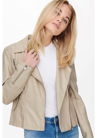 Only Kadın Krem Onlgemma Faux Leather Biker Deri Ceket 15153079 001