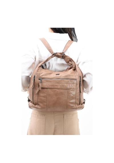 571 Collections Suni Deri Yumuşak Dokumalı Sırt Omuz Çantası Vizon Model: 571-11-13b - Vizon