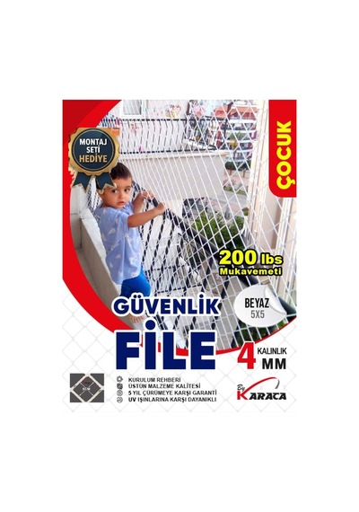 Çocuk Güvenlik File 2.5x6 M 4mm Kalın İp, 5x5cm Göz Aralığı