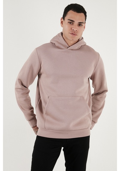 Buratti Regular Fit Kapüşonlu Kanguru Cepli Içi Tüylü Yumuşak Şardonlu Erkek Sweat 5905281 Gül