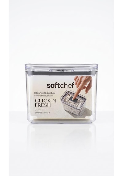 Fresh Hava Geçirmez Dikdörtgen Plastik Erzak Kabı 1500 Ml - Vakumlu Tek Tuş Kapaklı Şeffaf Plastik Bakliyat, Un Ve Şeker Saklama Kabı, Bpa İçermez 10,5x16x12,5cm