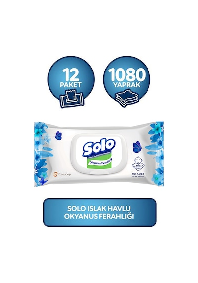 Solo Okyanus Ferahlığı Islak Havlu Mendil 12 X 90'Lı