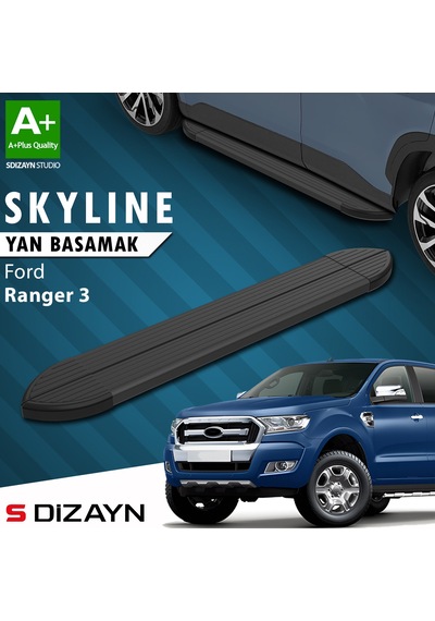 S-dizayn Ford Ranger 3 Skyline Siyah Yan Basamak 203 Cm 2012-2022 A+ Kalite