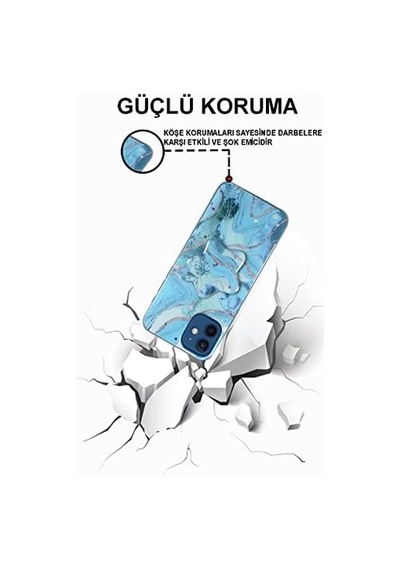 Apple İphone 11 İle Uyumlu Kapak Mermer Desenli Pop Socketli Silikon Kılıf - Beyaz 50 x 22