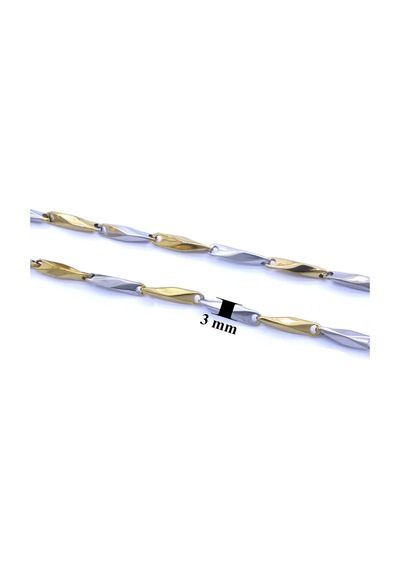 FerizZ 316L Çelik Çift Renkli 55 CM Erkek Zincir ZN-227 Kırmızı