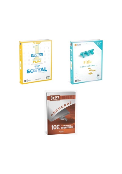 2027 2027 Üçdörtbeş Tyt Sosyal 1 Ayda Tüm + Fizik Soru + Anla Kazan Paragraf Deneme 3'lü Set