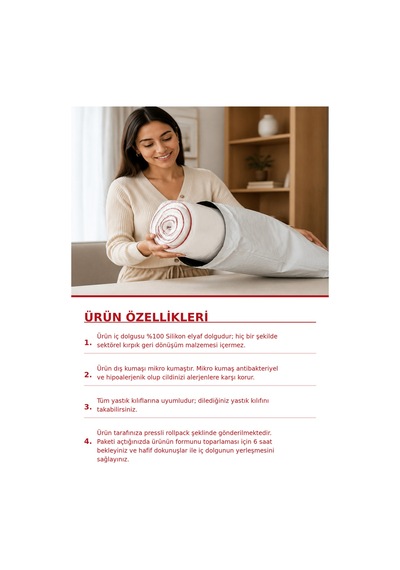 Carmine Serisi %100 Silikon Elyaf Dolgu Yastık - Otel Tipi 800 Gr 1 Adet Beyaz