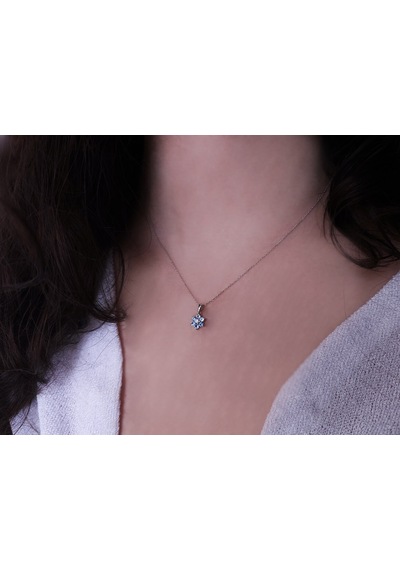 Sirius Pırlanta Ve Sky Blue Topaz Taşlı Papatya Kolye 0817p0062