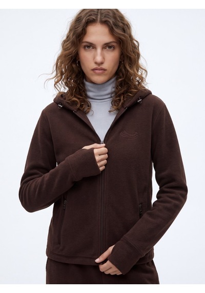 Ltb Regular Fit Fermuarlı Polar Kahverengi Sweatshırt