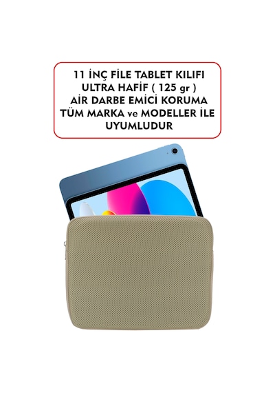 Dada Ultra Hafif 125gr Vizon Renk File Tablet Kılıfı 10"-11" inç Air Darbe Emici Korumalı Unisex