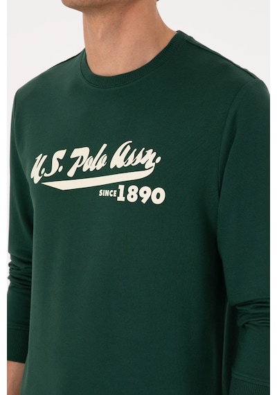 U.S. Polo Assn. Erkek Bisiklet Yaka Regular Fit Koyu Yeşil İnce Sweatshirt 50316315-VR079