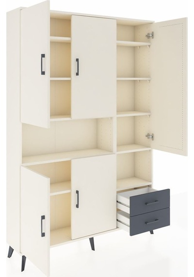 Arges Dolap 10 Raflı 2 Çekmeceli 5 Kapaklı 132x30x195 Aytaşı-aytaşı/antrasit Aytası/antrasıt