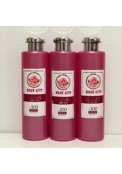 Rosecity Doğal Gülsuyu Gri Kapak 380 ml 3 Adet