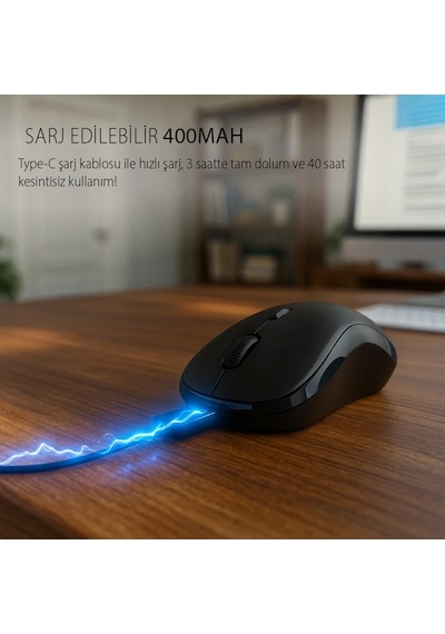 Iwm-289t Kablosuz Optik Mouse Sessiz Tuş 1200 Dpı Rubber Yüzey Type-c Şarj 40 Saat Kullanım Iwm-289t