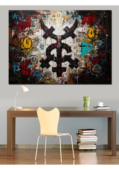 Karmaşık Modern Sanat Ve Kuru Kafa Dekoratif Kanvas - Mdf Ahşap Tablo