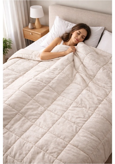 Bellona Tek Kişilik Natural Linen Keten Çantalı Yorgan 155x215 Cm Jüt Bej
