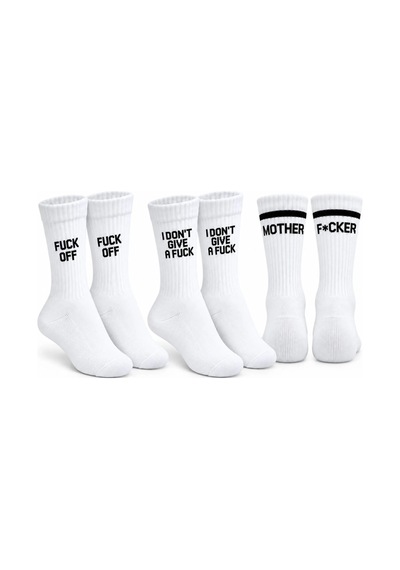 COJans Unisex Beyaz Yazılı Çorap Esprili Sloganlı Uzun Soket Günlük Spor Rahat 3lü Eğlenceli Şık Hediye Set Çok Renkli
