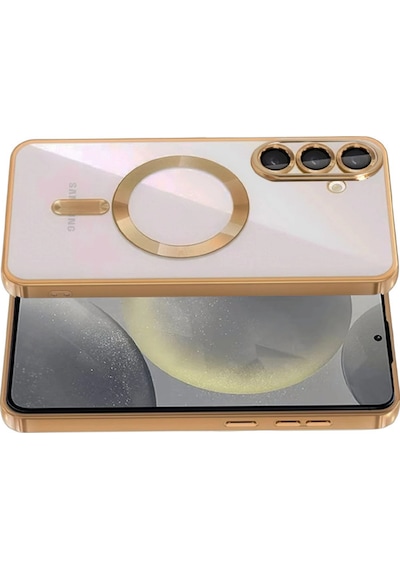 Samsung Galaxy S26 Plus Uyumlu Kılıf Kamera Lens Koruyuculu Magsafe Özellikli Telefon Kılıfı Kapak Çöl Titanyum