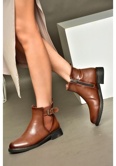 Fox Shoes R374050209 Taba Alçak Tabanlı Kadın Bot Taba