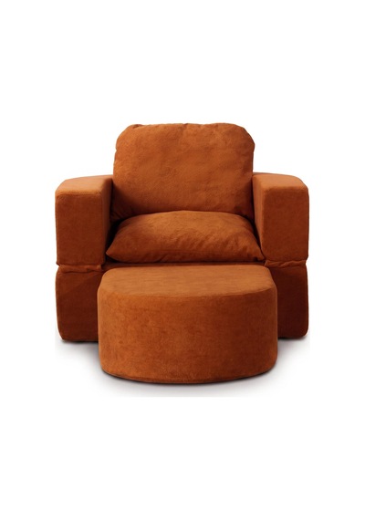 Homedius Sofa Bed Katlanır Yatak Olabilen Berjer Koltuk Puf Seti Kiremit