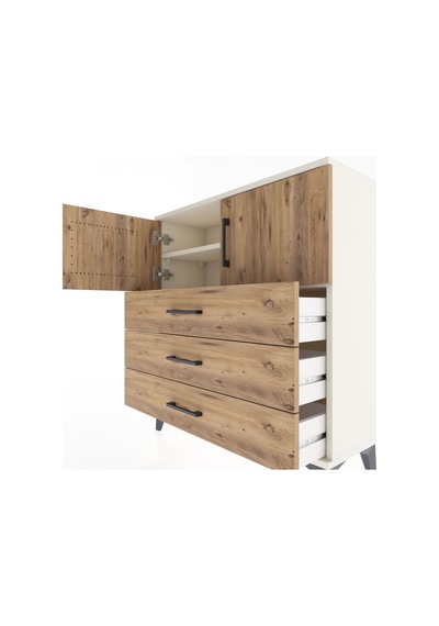 Arges Şifonyer 2 Raflı 3 Çekmeceli 2 Kapaklı 88x30x96 Aytaşı-çam Aytaşı