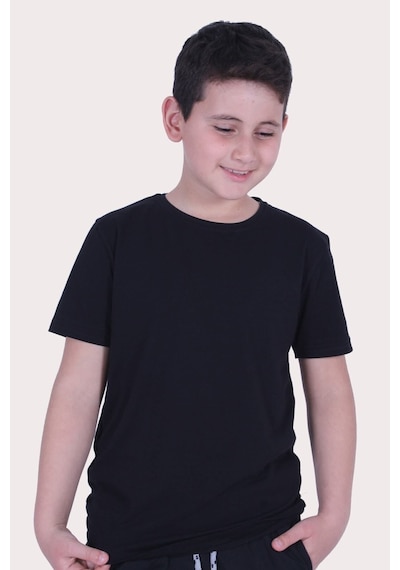 Fyk Kids Düz Model Farklı Renk Seçeneği Ile Unisex Çocuk Tişört Siyah