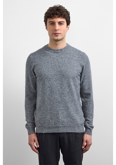Back And Bond Gri Regular Fit Bisiklet Yaka Triko Kazak