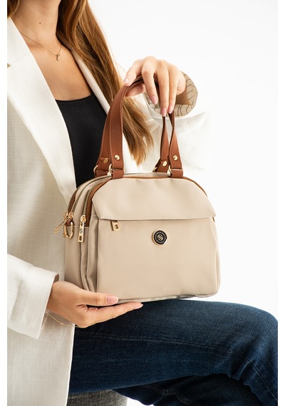 Sanmorris Kadın Suni Deri Ayarlanabilir Çapraz Askılı Smart Casual Omuz Ve El Çantası Bej - Kum
