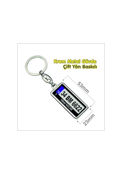 Plakaya Özel İsimli Metal Plaka Anahtarlık
