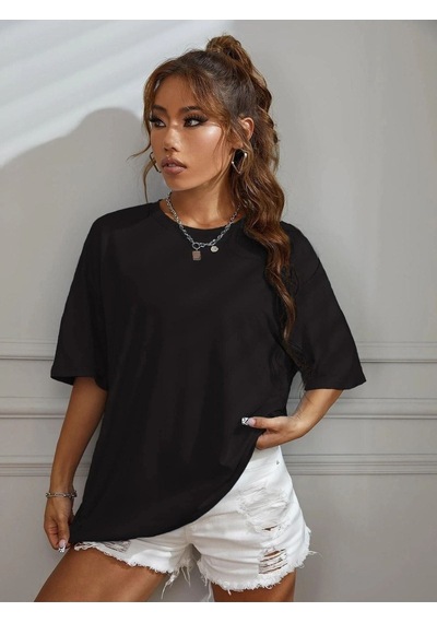 Good Things T-shirt - Siyah Baskılı Oversize Bisiklet Yaka Kısa Kol Tişört Siyah