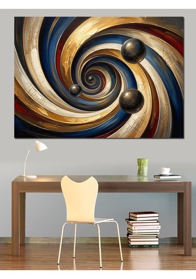 Altın Ve Siyah Spiral Girdap Dekoratif Kanvas - Mdf Ahşap Tablo