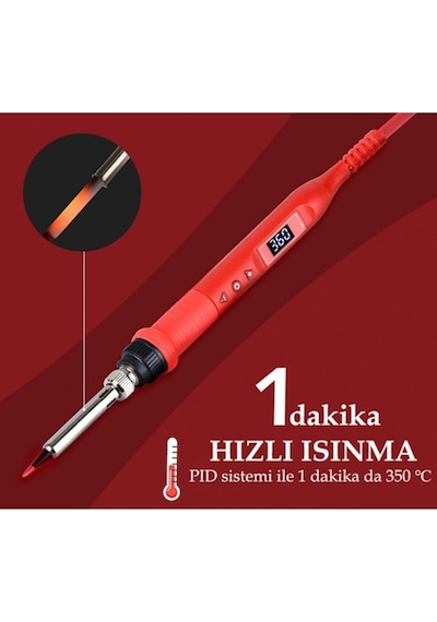 Tussle Jcd 908u 80 Watt Dijital Göstergeli Ayarlı Kalem Havya Anında Isınma 80w