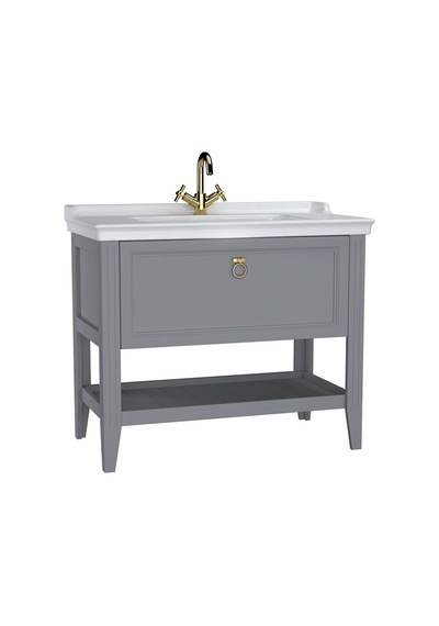 62184 VitrA Valarte Tek Çekmeceli Etajerli Lavabo Dolabı, 100 Cm, Mat Gri Lavabo Dahil-krom Kulplu Diğer 62184 VitrA Valarte Tek Çekmeceli Etajerli Lavabo Dolabı, 100 Cm, Mat Gri Lavabo Dahil-krom Kulplu Diğer