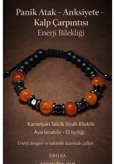 Sertifikalı Vertigo Denge Panik Atak Anksiyete Kalp Çarpıntısı Bilekliği – Karnelyan Akik Oniks Taşı