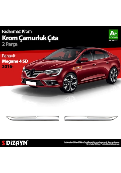 S-Dizayn Renault Megane 4 Krom Çamurluk Sinyal Çıtası 2 Prç. 2016