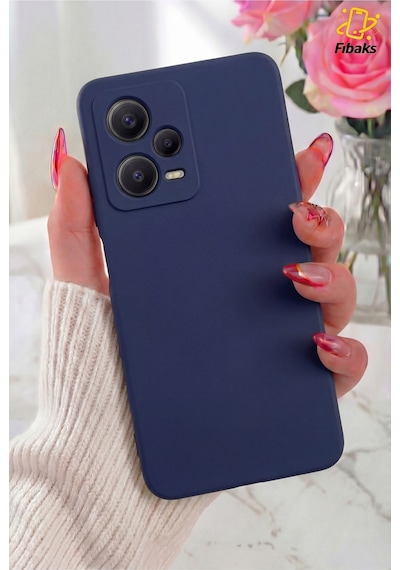 Fibaks Redmi Note 12 Pro 5G Uyumlu Kılıf Kamera Korumalı Lansman Içi Kadife Yumuşak Silikon Kap Lacivert