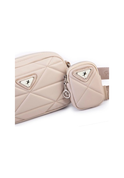 Nas Bag Kadın Mini Spor Kapitone Mini Cüzdanlı Çapraz Çanta Kum Kum - Bej