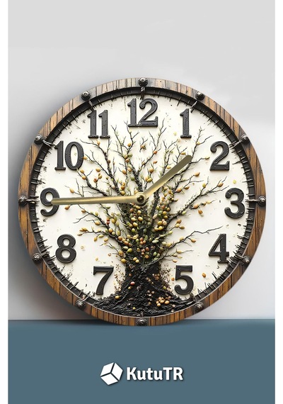 Doğanın Kalbinden Gelen Tasarım: 3d Görünümlü Ağaç Motifli Mdf Duvar Saati 33 Cm Sdw287 Renkli
