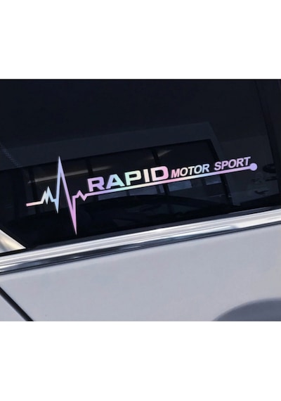 Skoda Rapid Yan Cam Sticker Oto Kapı 20 Cm X 7 Cm Renkli