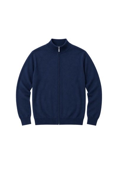 Battalmoda Erkek Büyük Beden İndigo Fermuarlı Dik Yaka Pamuklu Hırka 3xl-4xl-5xl-6xl