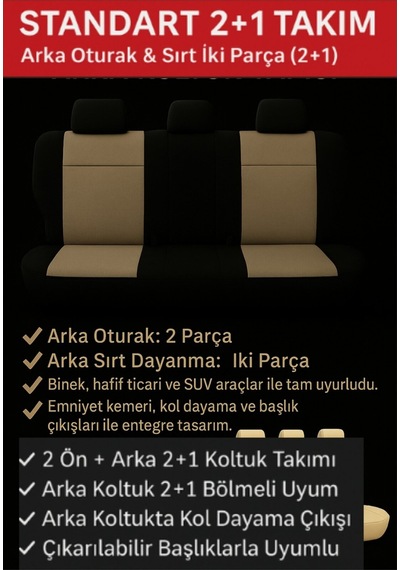 Ford Connect 2015-2019 Vira Grindelegance 2+1 Koltuk Kılıfı Bej