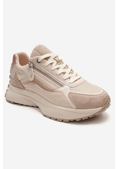 Luvishoes Rocca Bej Rose Fermuar Detaylı Kadın Sneaker Bej - Pudra