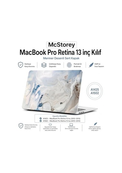 Macbook Pro 13 İnç Kılıf A1425 A1502 Uyumlu Sert Kapak Hard Case Koruyucu Retina 13 Laptop Kılıfı Çizilmeye Dayanıklı İnce Hafif Tam Koruma R-39
