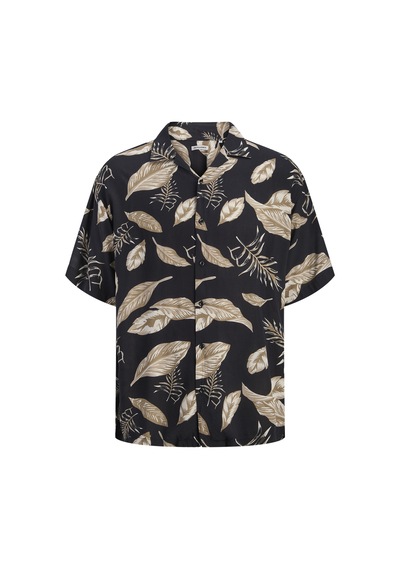 Jack & Jones Erkek Resort Yaka Loose Fit Gömlek - Drew - 12294379 Siyah