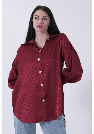 Feminist Bordo Üzeri Desenli Gold Düğme Detaylı Tunik 45951993.04 Bordo
