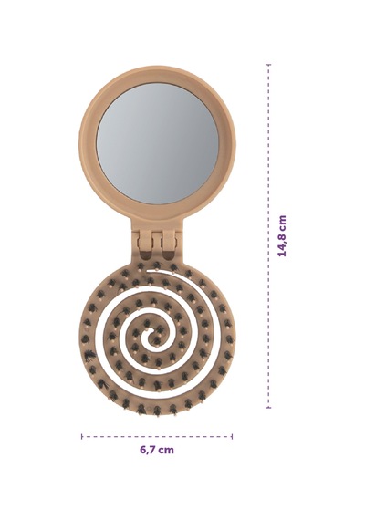 Beauty Makaron Extension Saç Fırçası - Kaynak Saçlara Özel, 3d Esnek, Aynalı, Çanta Boy Latte